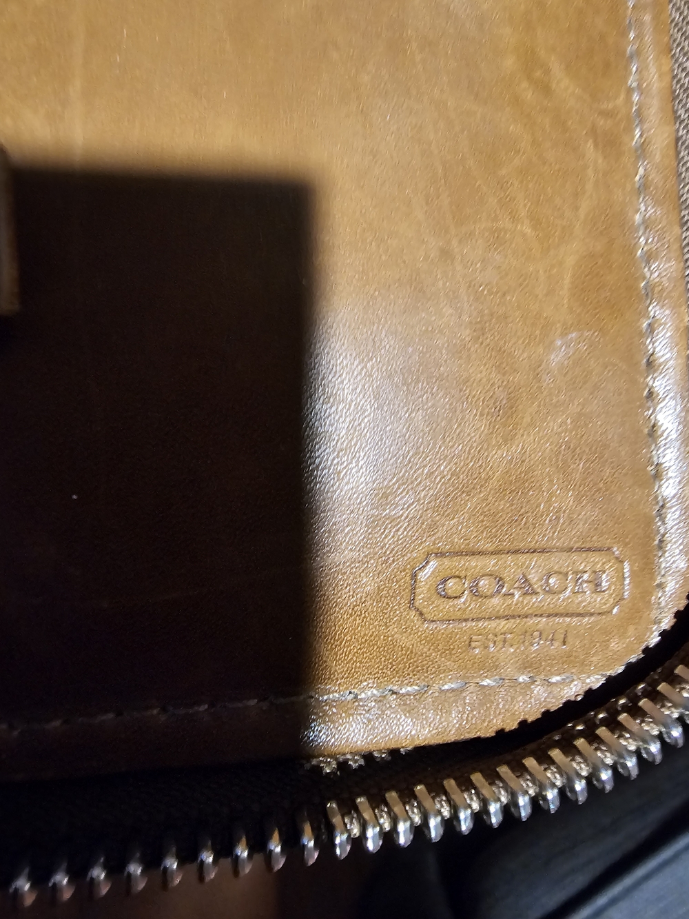 COACH Tan Leather Zip Wallet